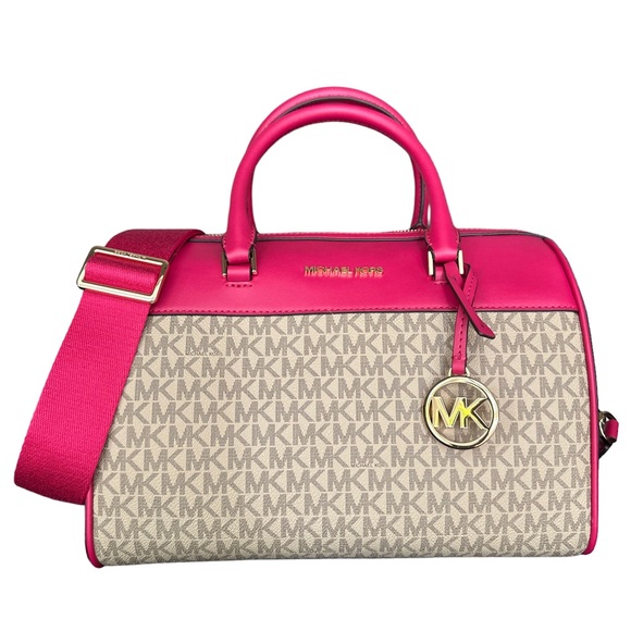 Michael Kors MK Jet Set Travel Medium Duffle Bag Satchel Pink - Picture 10 of 11